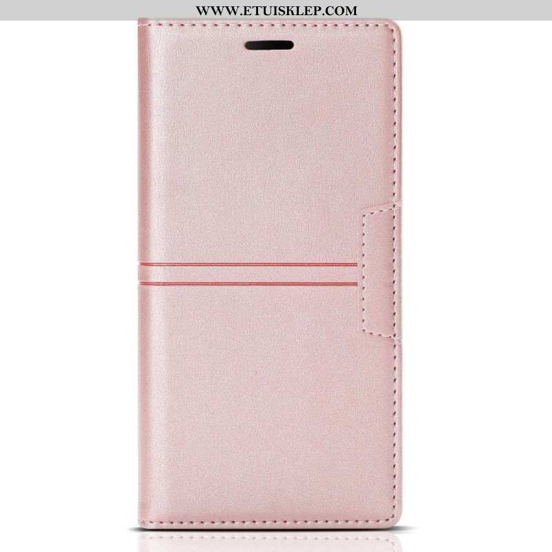 Etui Na Telefon do Samsung Galaxy S23 5G Etui Folio Stylowe Skórzane Przeszycia Magnetyczne Zapięcie